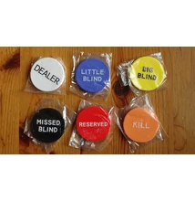 Poker Buttons Set (komplett gombkészlet: Dealer, Big Blind, Small Blind, Missed Blind, Reserved, Kill)