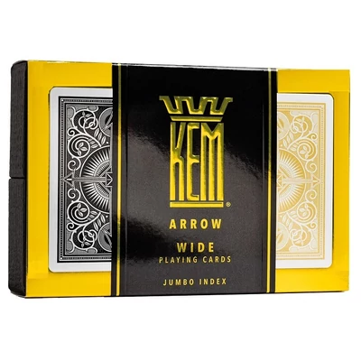 KEM Arrow Wide (Black & Gold) Jumbo, 2-pack Set (100% műanyag kártya, póker méret, dupla csomag)